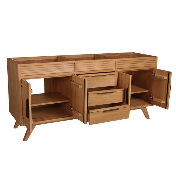 Avanity Taylor 72-in Natural Teak Bathroom Vanity Cabinet with Black Hardware