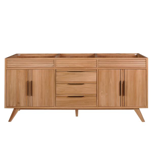 Avanity Taylor 72-in Natural Teak Bathroom Vanity Cabinet with Black Hardware