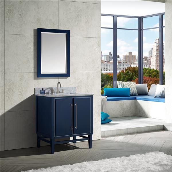 Avanity Mason 24-in Mirror - Navy Blue/Brushed Silver