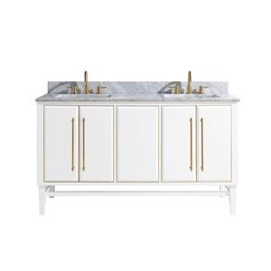 Avanity Mason 61-in White Double Sink Bathroom Vanity with Carrara White Marble Top