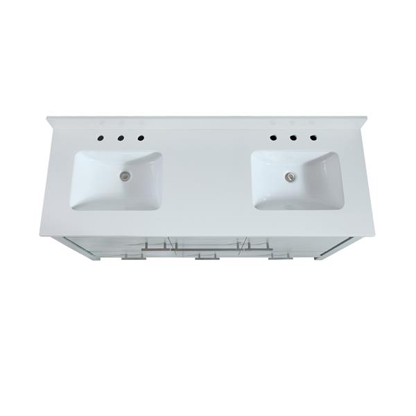 Azzuri Riley 61-in Sea Salt Grey Double Sink Vanity Top with White Engineered Stone Top