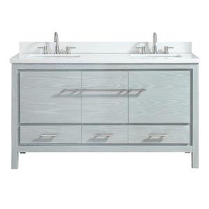 Azzuri Riley 61-in Sea Salt Grey Double Sink Vanity Top with White Engineered Stone Top