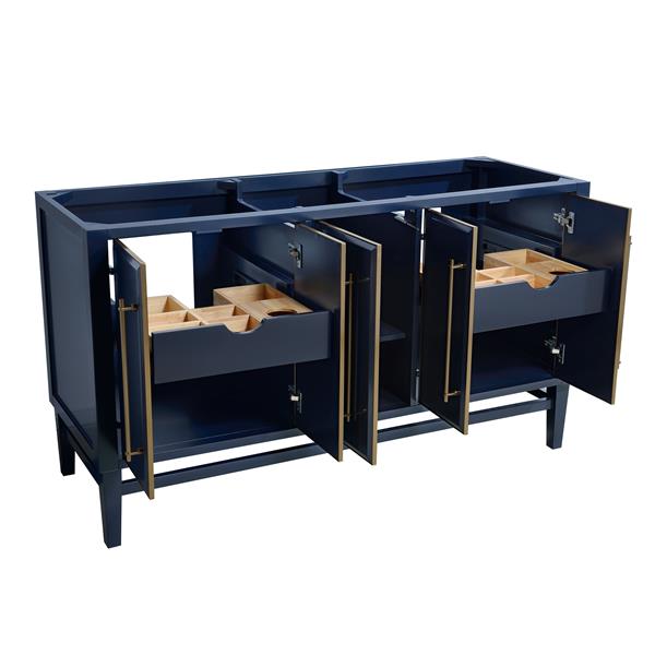 Avanity Mason 60-in Navy Blue Bathroom Vanity Cabinet with Gold Hardware