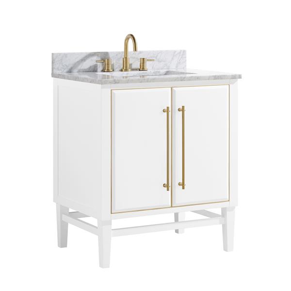 Avanity Mason White 31-in Single Sink Bathroom Vanity with Carrara White Marble Top