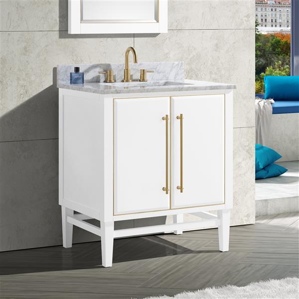 Avanity Mason White 31-in Single Sink Bathroom Vanity with Carrara White Marble Top