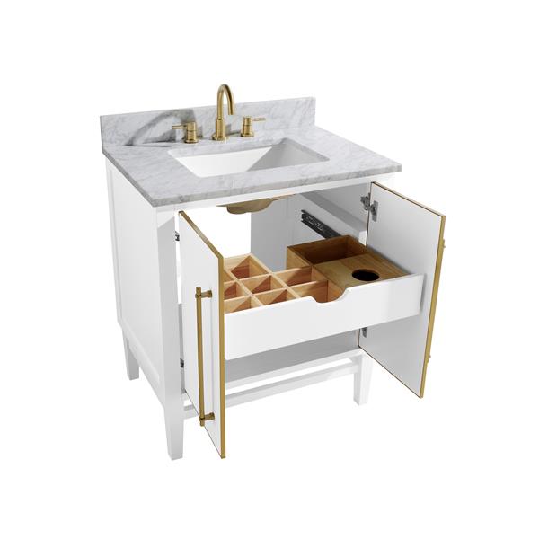 Avanity Mason White 31-in Single Sink Bathroom Vanity with Carrara White Marble Top