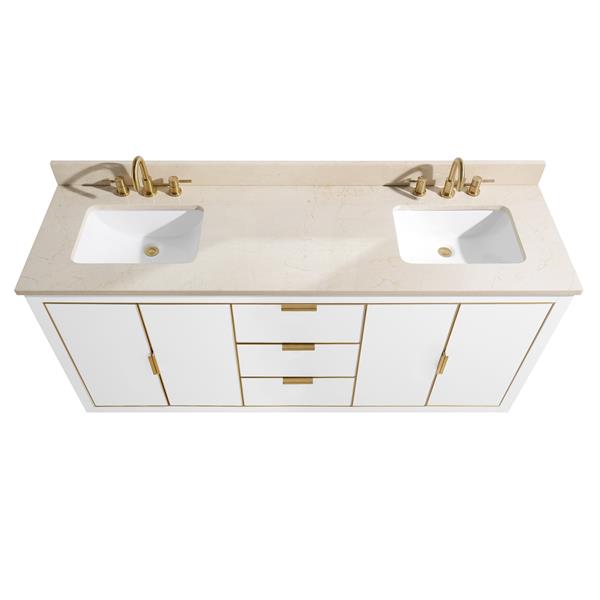 Avanity Austen 73in White Double Sink Bathroom Vanity with Crema