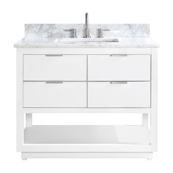 Avanity Allie 43-in White Single Sink Bathroom Vanity with Carrara White Marble Top