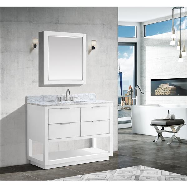 Avanity Allie 43-in White Single Sink Bathroom Vanity with Carrara White Marble Top