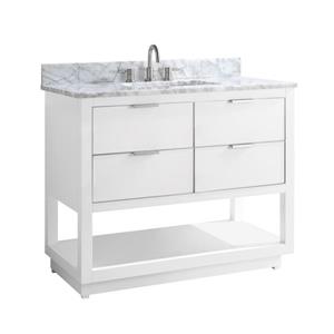 Avanity Allie 43-in White Single Sink Bathroom Vanity with Carrara White Marble Top