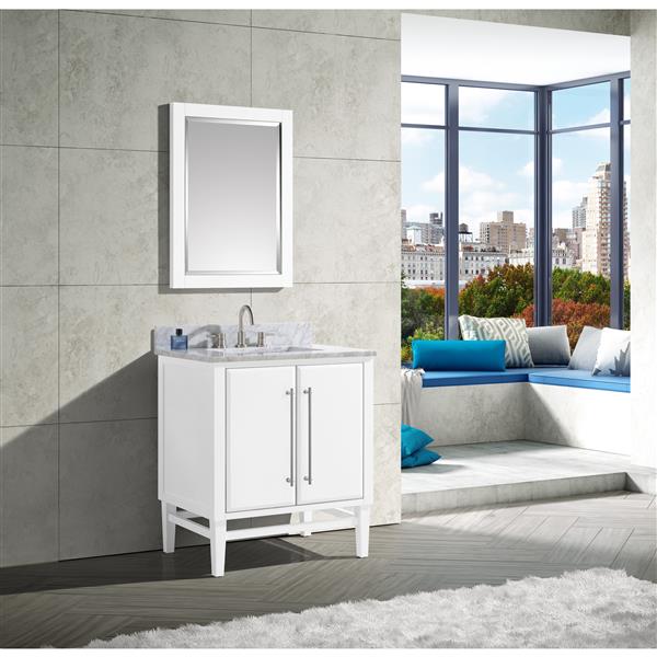 Avanity Mason 24-in Mirror - White/Brushed Silver