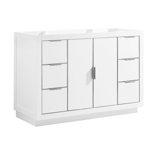 Avanity Austen 48-in White Bathroom Vanity Cabinet with Silver Hardware