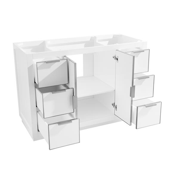 Avanity Austen 48-in White Bathroom Vanity Cabinet with Silver Hardware