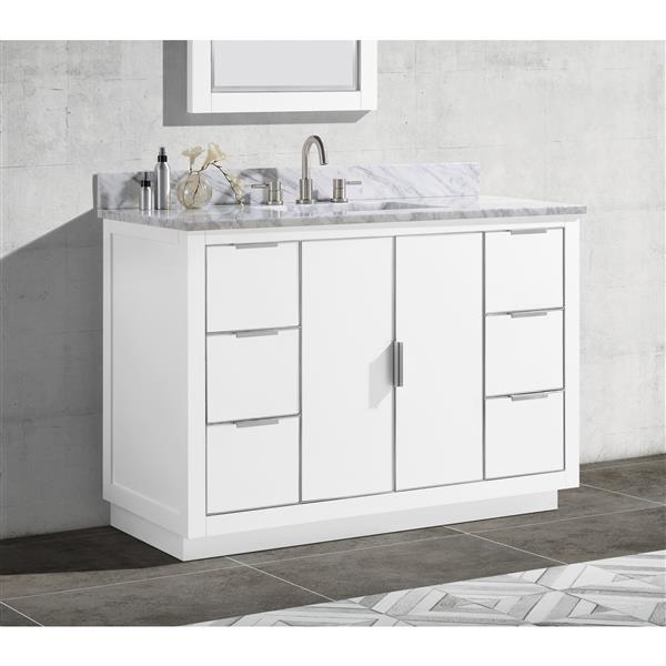 Avanity Austen 48-in White Bathroom Vanity Cabinet with Silver Hardware