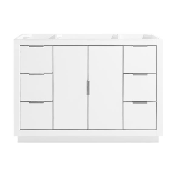 Avanity Austen 48-in White Bathroom Vanity Cabinet with Silver Hardware