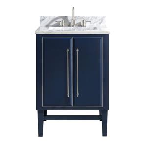 Avanity Mason Navy Blue 25-in Single Sink Bathroom Vanity with Carrara White Marble Top