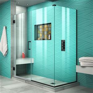 DreamLine Unidoor Plus Shower Enclosure - Pivot/Hinged Door - 55.5-in x 72-in - Satin Black