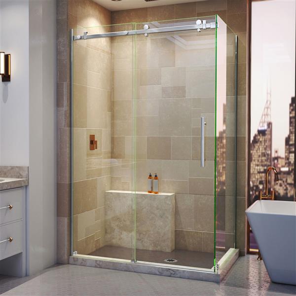 DreamLine Enigma Air Shower Enclosure - 44.38-48.38-in x 76-in - Polished Stainless Steel