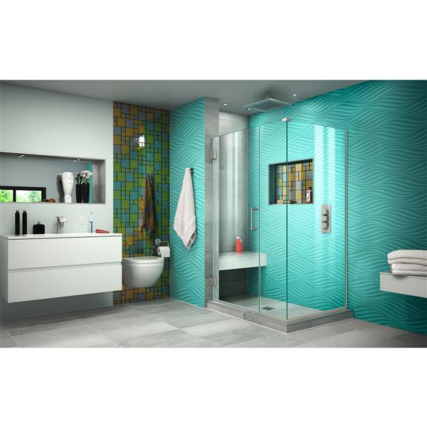 DreamLine Unidoor Plus Shower Enclosure - Clear Glass - 42-in x 72-in - Brushed Nickel