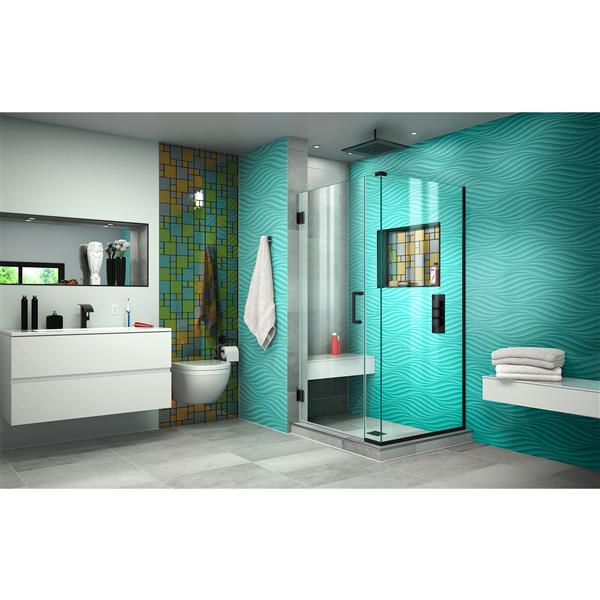 Cabine de douche Unidoor Plus de DreamLine, porte en verre, 30,5 po x 72 po, noir satiné