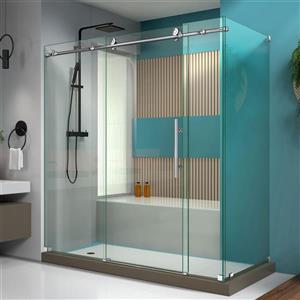 Cabine de douche Enigma-X de DreamLine, porte coulissante, 68,38-72,38 po x 76 po, acier inoxydable poli