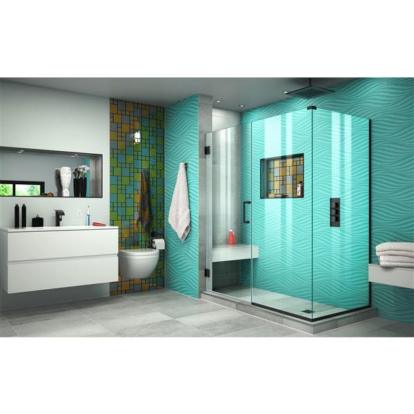 Cabine de douche Unidoor Plus de DreamLine, porte coulissante, 60 po x 72 po, noir satiné