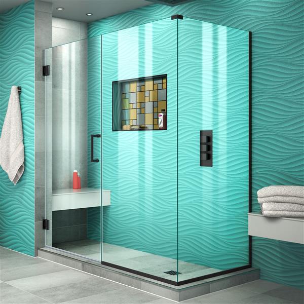 Cabine de douche Unidoor Plus de DreamLine, porte coulissante, 60 po x 72 po, noir satiné