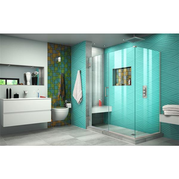 DreamLine Unidoor Plus Shower Enclosure - 55.5-in x 72-in - Brushed Nickel