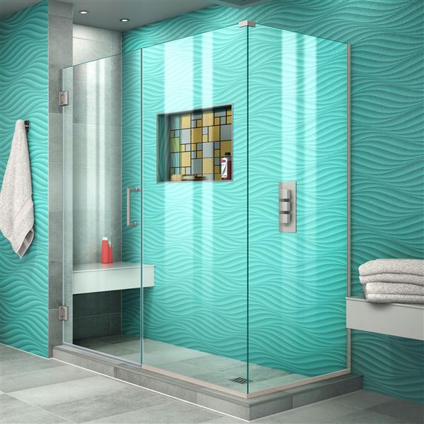 DreamLine Unidoor Plus Shower Enclosure - 55.5-in x 72-in - Brushed Nickel