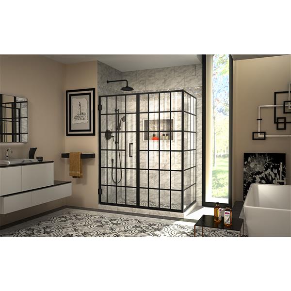 DreamLine Unidoor 57.88-in x 72-in Satin Black Shower Enclosure