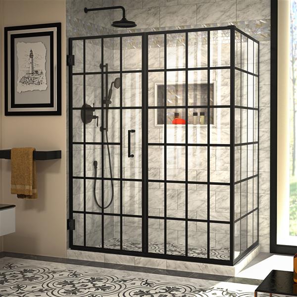 DreamLine Unidoor 57.88-in x 72-in Satin Black Shower Enclosure