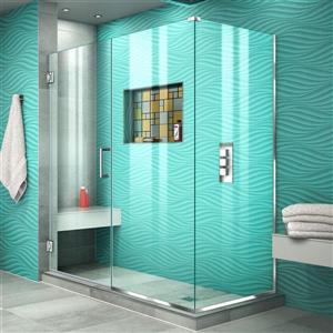 Cabine de douche Unidoor Plus de DreamLine, porte en verre, 60 po x 72 po, chrome