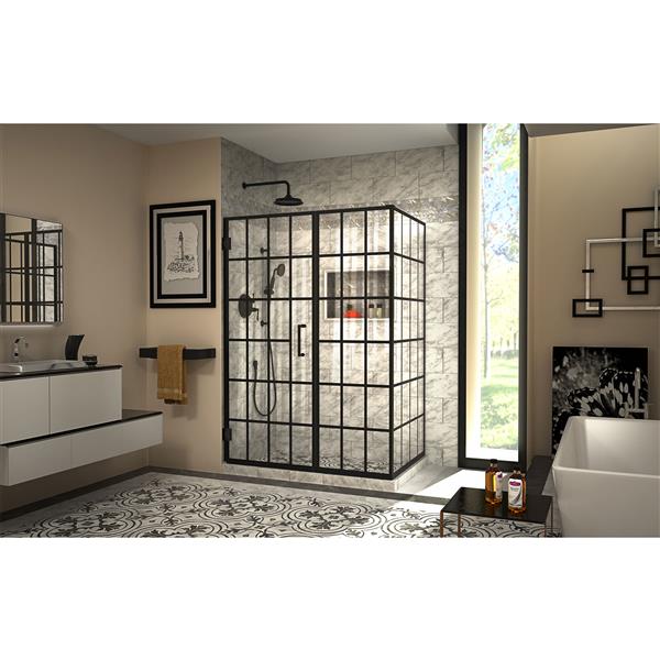 Cabine de douche Unidoor Toulon de DreamLine, 51,88 po x 72 po, noir satiné