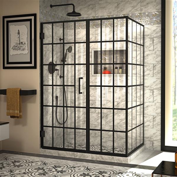 Cabine de douche Unidoor Toulon de DreamLine, 51,88 po x 72 po, noir satiné