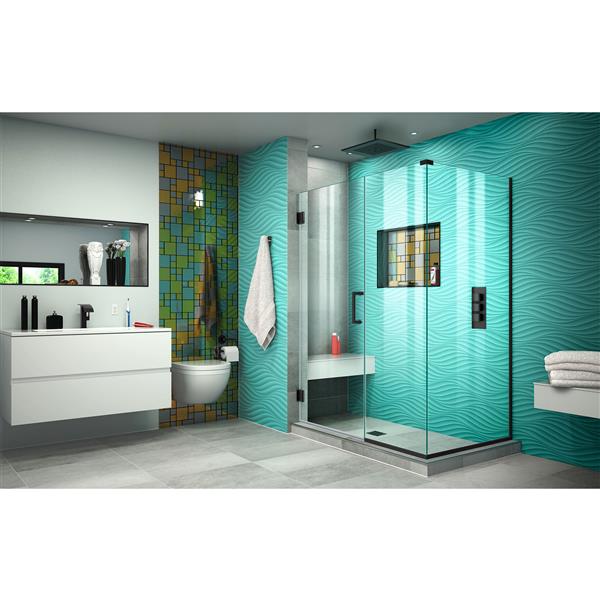 Cabine de douche Unidoor Plus de DreamLine, porte en verre, 51 po x 72 po, noir satiné