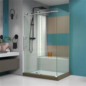 DreamLine Enigma-X Shower Enclosure - 44.38-48.38-in x 76-in - Polished Stainless Steel