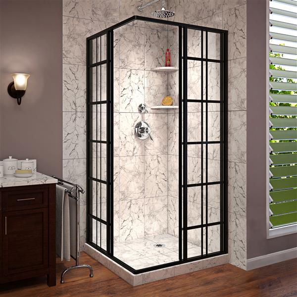 Cabine de douche French Corner de DreamLine 40,44 po x 72 po noir satiné