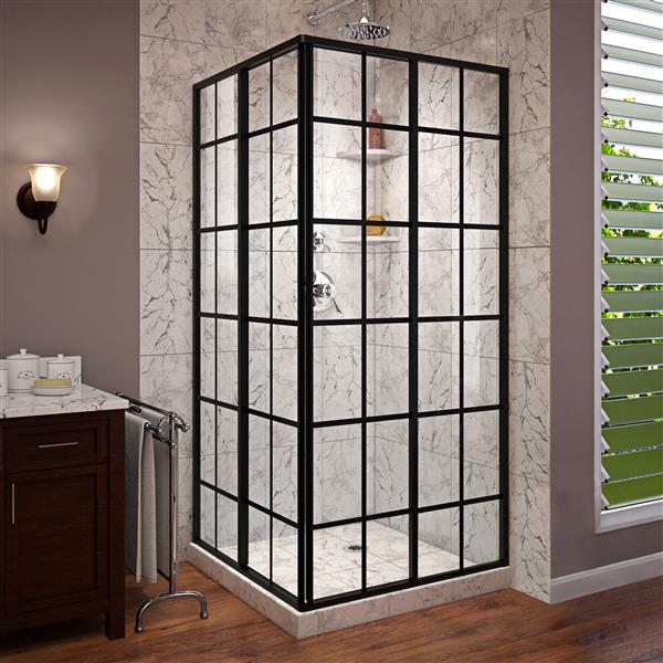 Cabine de douche French Corner de DreamLine 40,44 po x 72 po noir satiné