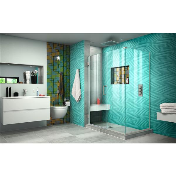 DreamLine Unidoor Plus Shower Enclosure - Pivot/Hinged Door - 49-in x 72-in - Brushed Nickel