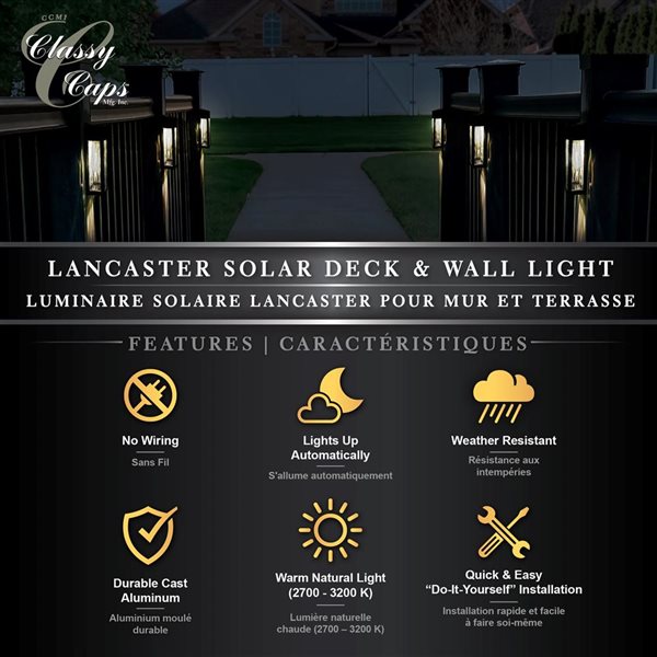 Classy Caps Lancaster Deck & Wall Light - Aluminium - Black -  2/Pack