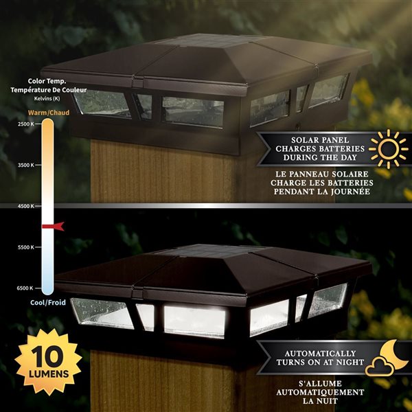 Classy Caps Cambridge Solar Post Cap - Aluminium - 6-in x 6-in - Brown