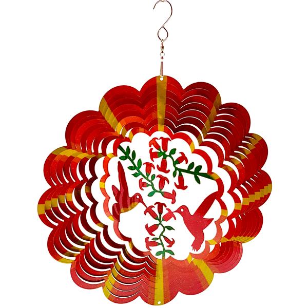 Dundee Deco Falkirk Wind Spinner - Hummingbirds - Red and Yellow