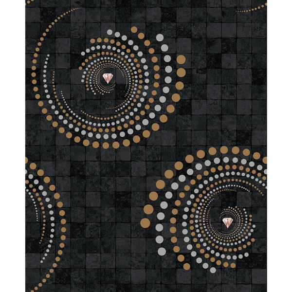 Dundee Deco Falkirk Ophia Wallpaper Roll - Spiral - Black