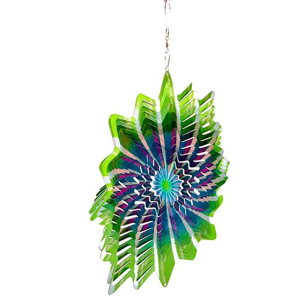 Dundee Deco Falkirk Wind Spinner - Vortex Splash - Green and Purple