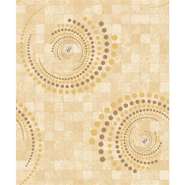 Dundee Deco Falkirk Ophia Wallpaper Roll - Spiral - Mustard Yellow