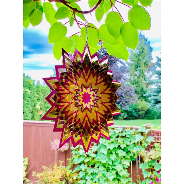 Dundee Deco Falkirk Wind Spinner - Maze Splash - Yellow and Red