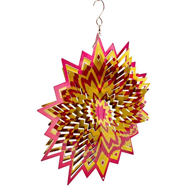 Dundee Deco Falkirk Wind Spinner - Maze Splash - Yellow and Red