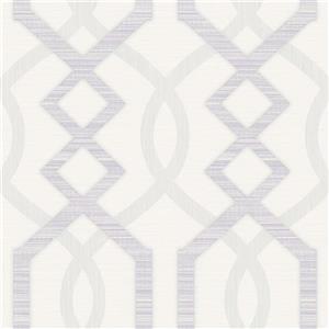 Dundee Deco Falkirk Ophia Wallpaper Roll - Abstract Trellis - Lavender and Light Grey