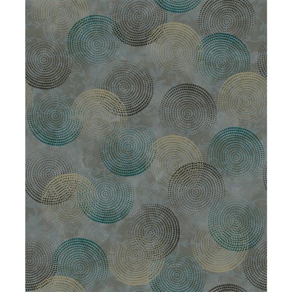 Dundee Deco Falkirk Ophia Wallpaper Roll Circles Teal and Grey RONA