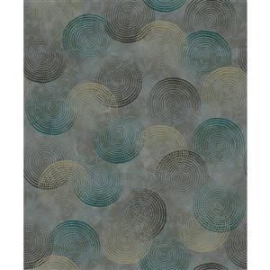 Dundee Deco Falkirk Ophia Wallpaper Roll - Circles - Teal and Grey